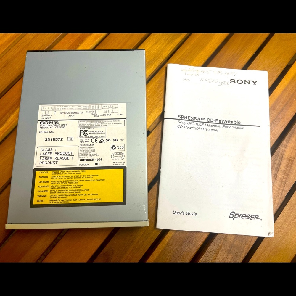 Sony Spressa CD-Rewritable Recorder Model CRX100E